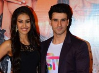 Mumbai: Actor Girish Kumar Taurani and Navneet Kaur Dhillon during the trailer launch of film LOVESHHUDA in Mumbai, on Jan 6, 2016. (Photo: IANS)