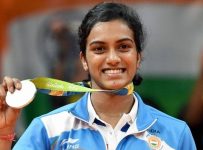 Rio de Janeiro: India's Pusarla V Sindhu poses with her silver medal after her match with Spain's Carolina Marin in women's Singles final at the 2016 Summer Olympics at Rio de Janeiro in Brazil on Friday. PTI Photo by Atul Yadav    (PTI8_19_2016_000286b)